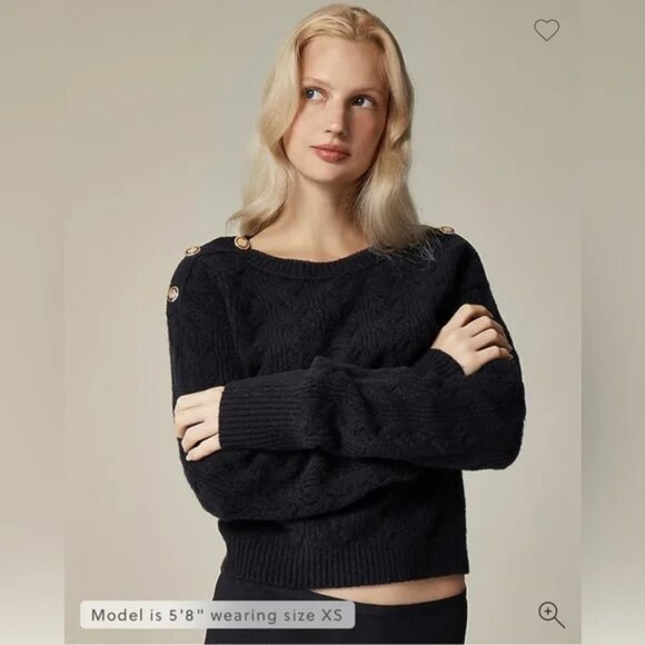 J. Crew Gray Cable-knit Sweater With Buttons in Supersoft Yarn/NWT/M - Picture 2 of 13